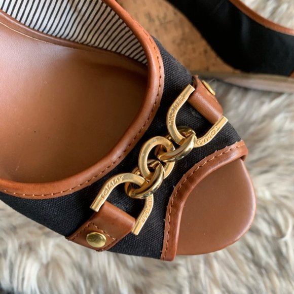 Tommy Hilfiger Cork Wedge Leather 10 - Picture 2 of 6
